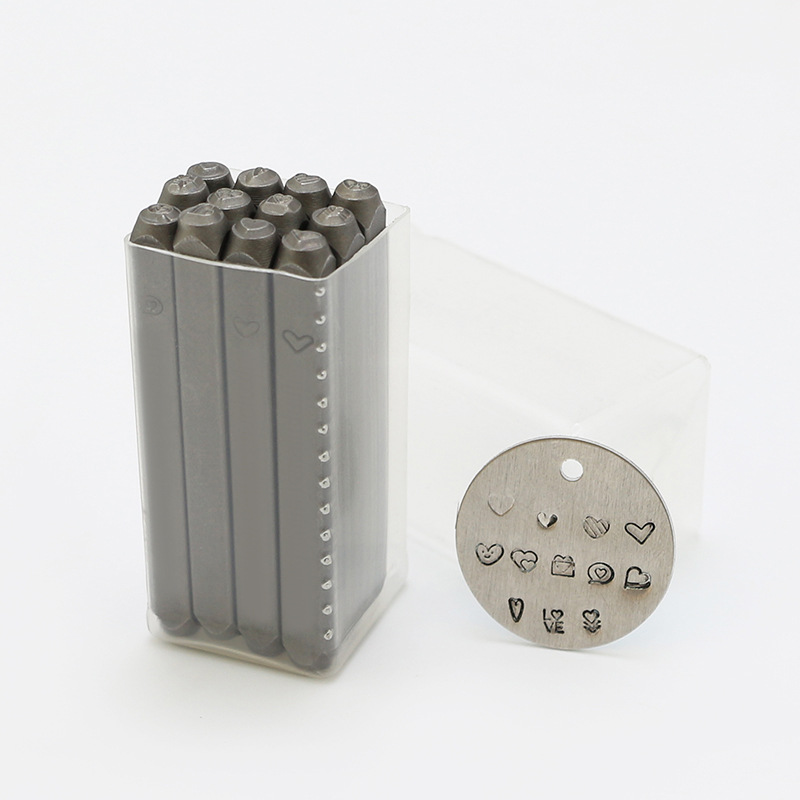 Supply 12pc love leather stamp printing punch DIY leather carving tools