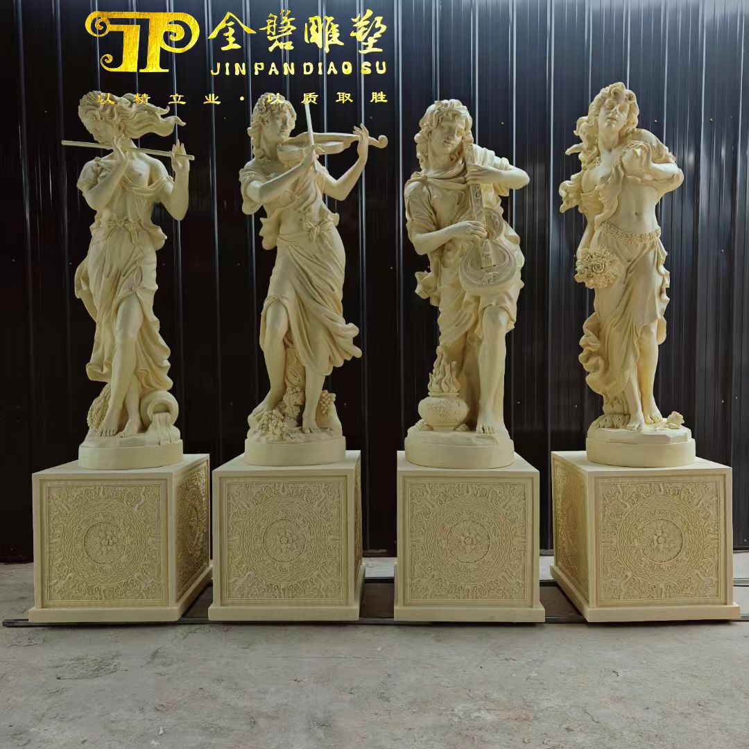 Large Sandstone Blowing, Singing and Playing Musician Sculpture Goddess Angel Bar Restaurant Garden Welcome Decoration Ornaments