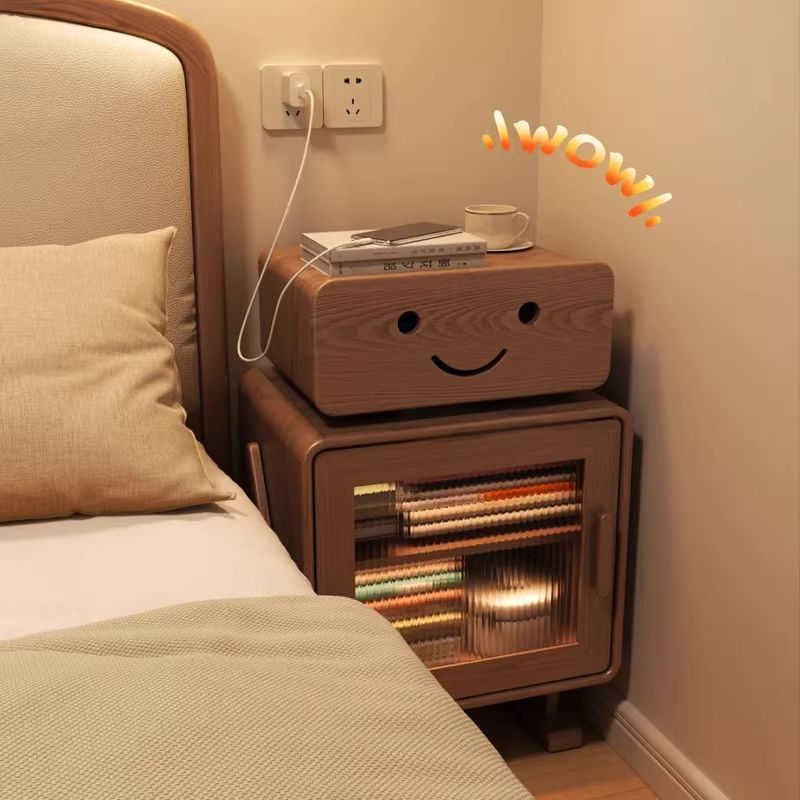 Internet Celebrity Robot Bedside Table Home Bedroom Solid Wood Children's Bedside Table Storage Storage Cabinet Creative Living Room Side Cabinet