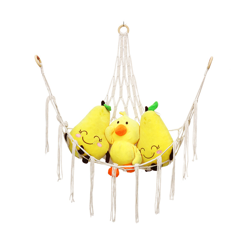 Toy Triangle Net Bag Hand-woven Cotton Rope Corner Storage Bedroom Corner Storage Net Toy Doll Hammock