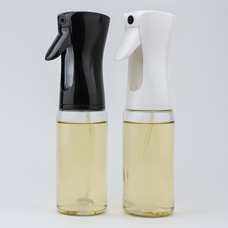 Glass Oil Pot 220ml Kitchen Non-Oil Transparent Press Atomized Oil Spray Bottle Kitchen Supplies Household Oil Spray Bottle
