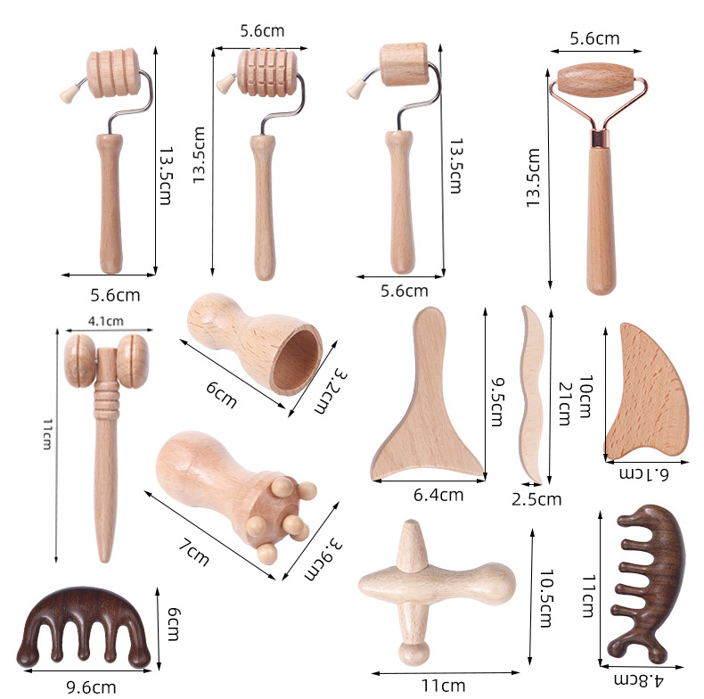 Деревянный массажный комплект Amazon, успокаивающий, для сидячей работы, дренаж меридианов, домашние фитнес-инструменты