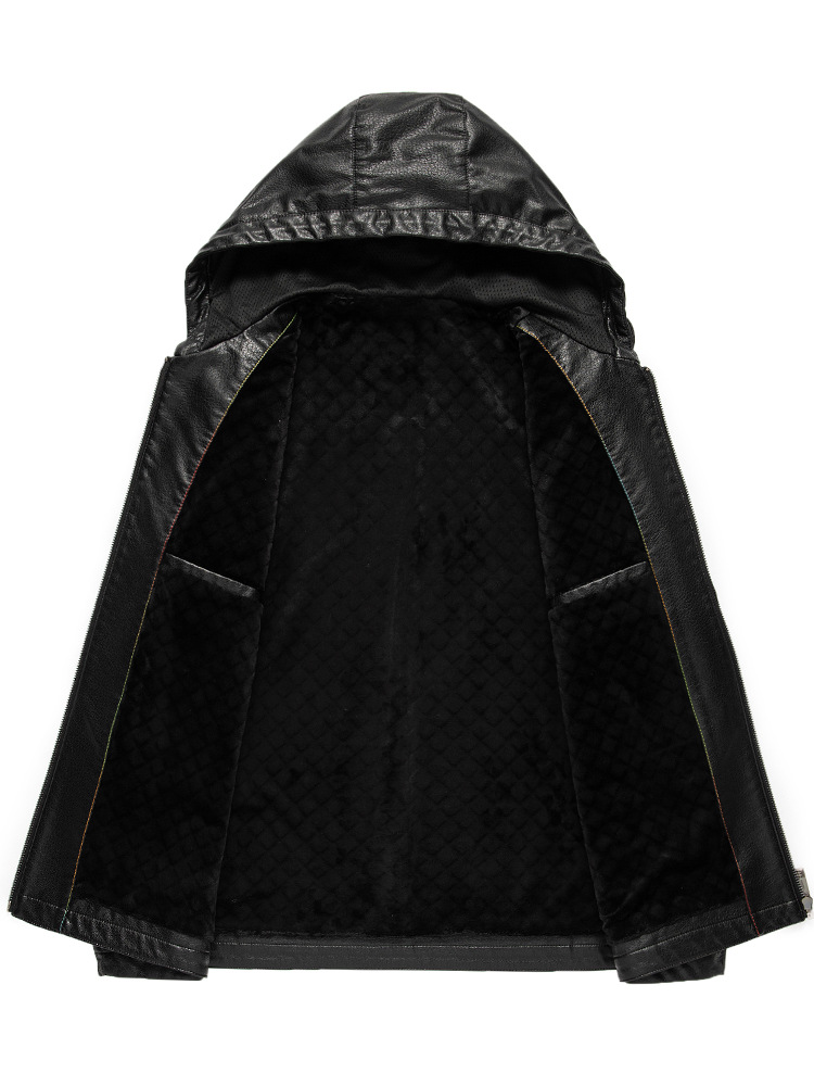 Innoobani | Hooded Ecological Leather Jacket Men's Autumn and Winter High Quality Men's Hooded Leather Jacket | Thin and Thick Optional 2261