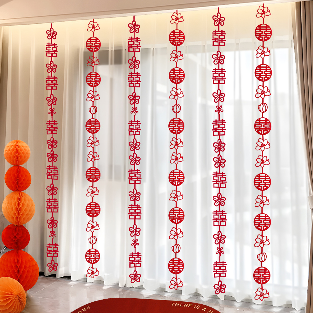 Декор для свадебной комнаты, гирлянды для нового дома, двери с символом двойного счастья