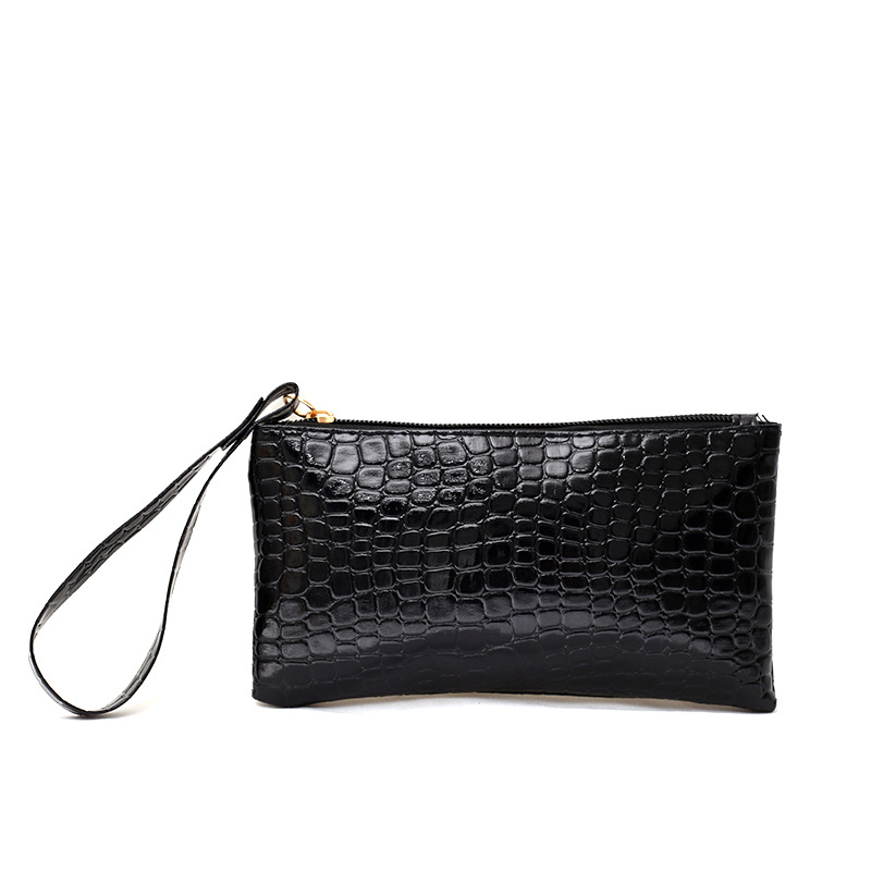 Black Handbag Crocodile Pattern Simple Clutch Bag Coin Purse Clutch Bag E-Commerce Black Men's and Women's Fashion Small Bag