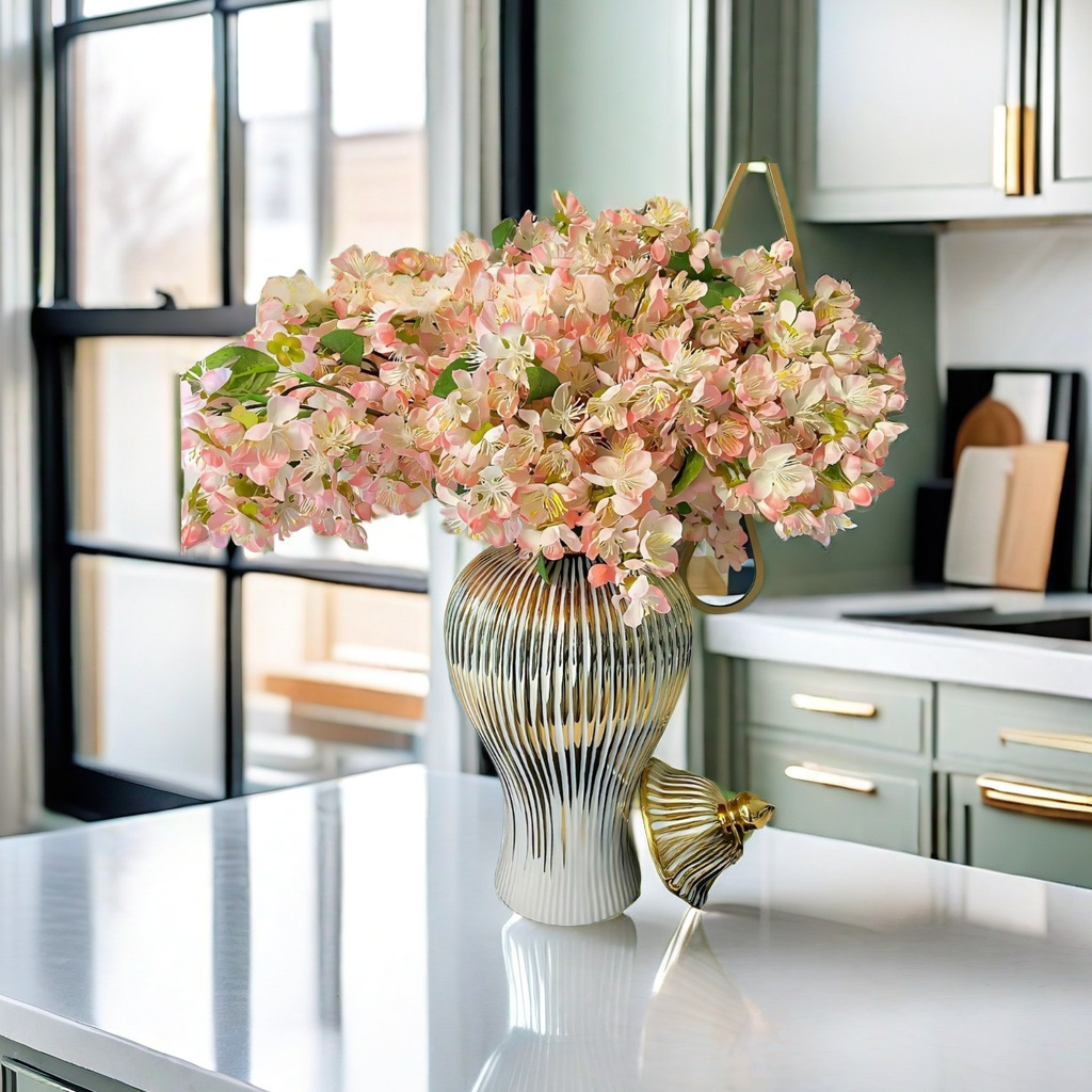 Ceramic light luxury electroplating general tank European flower vase crafts decoration hallway soft decoration storage tank