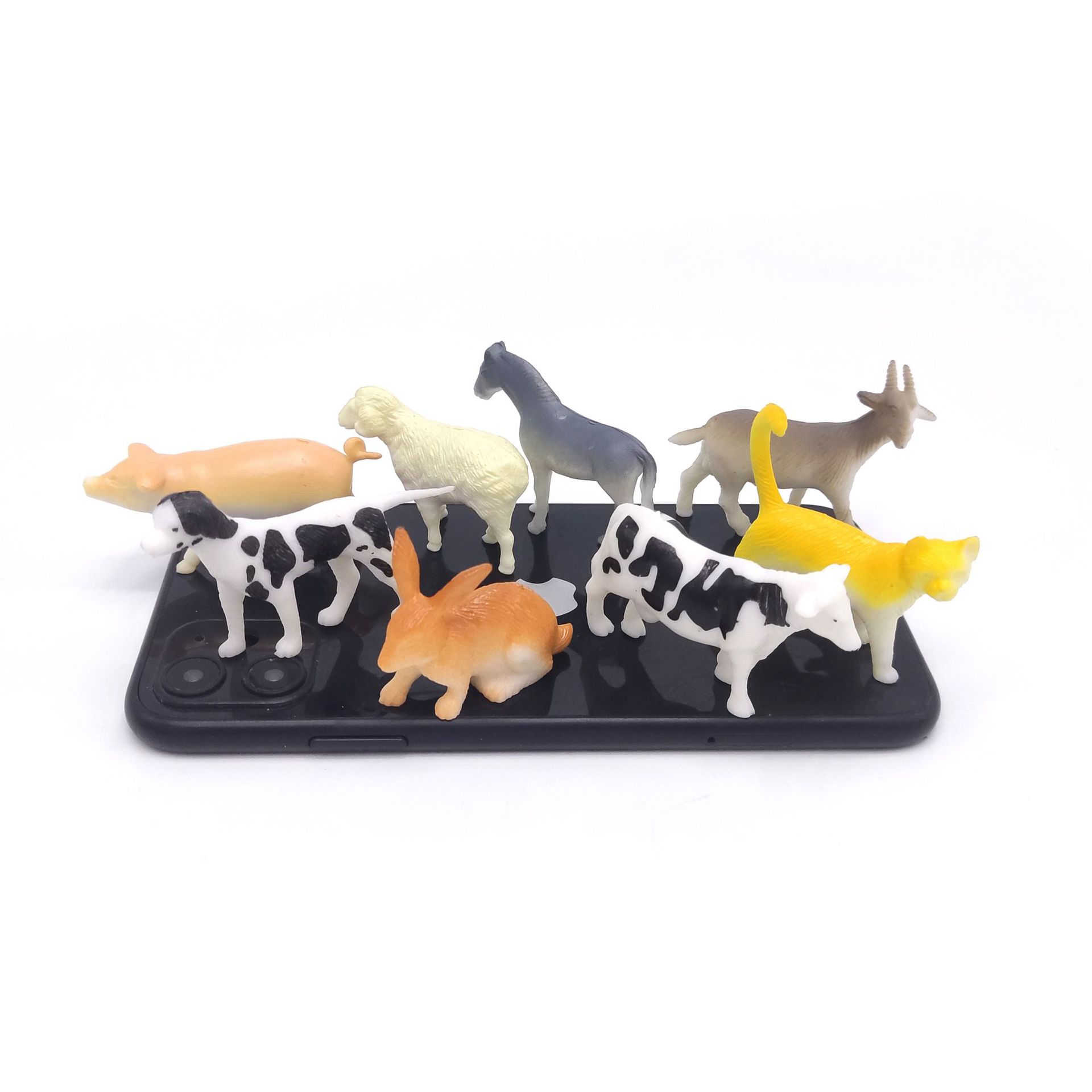 12 farm small animal model cattle Horse Sheep Pig rabbit chicken duck goose simulation model flexible glue children's toy cross-border