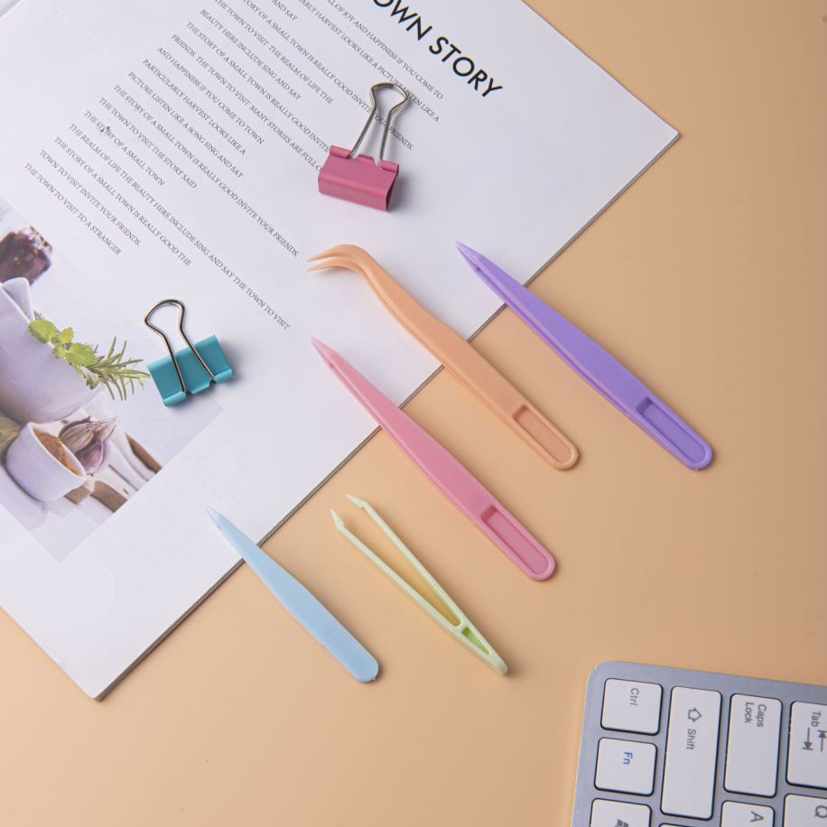 Macron Color Plastic Tweezers for DIY Crafts, Anti-Static Pointed Small Tweezers Wholesale