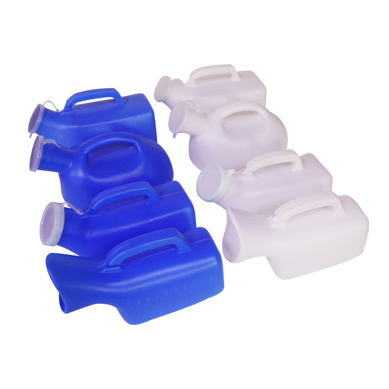Nursing urinal men's plastic urinal Blue White with lid urinal urinal elderly night pot urinal