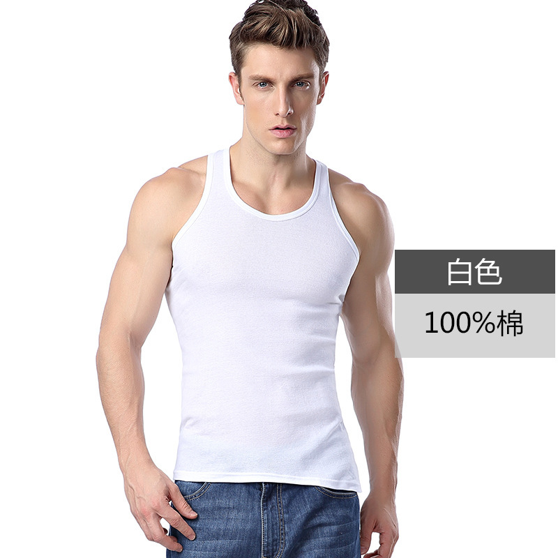 Langsha Vest Summer Men's Pure Color Cotton Bottoming Shirt Slim Tight Sports Casual T-Shirt Wholesale Dropshipping