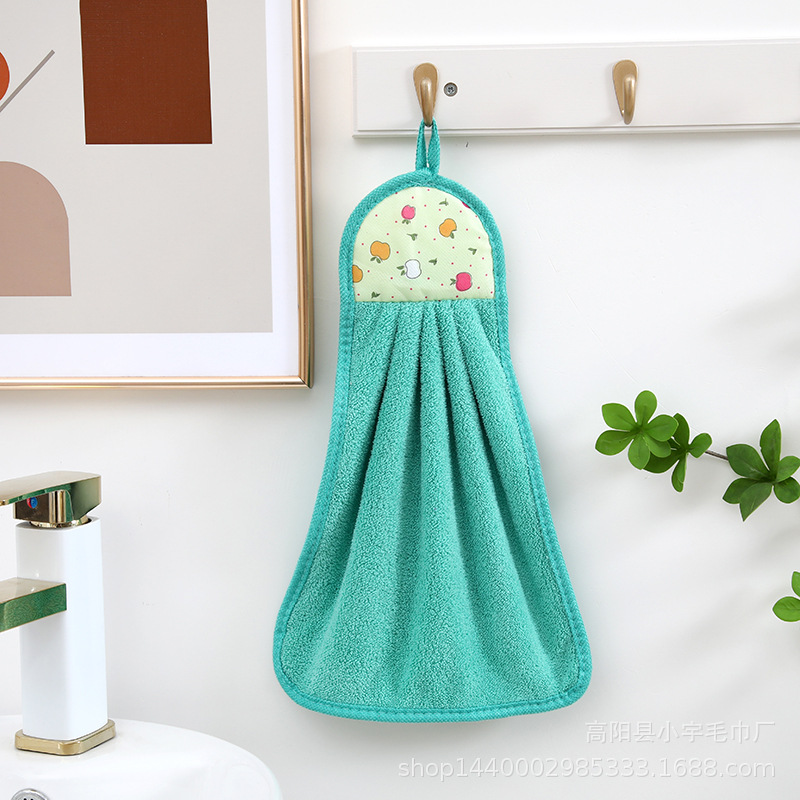 28*38cm dishcloth coral fleece kitchen hanging towel logo printing daily necessities small apple running Jianghu