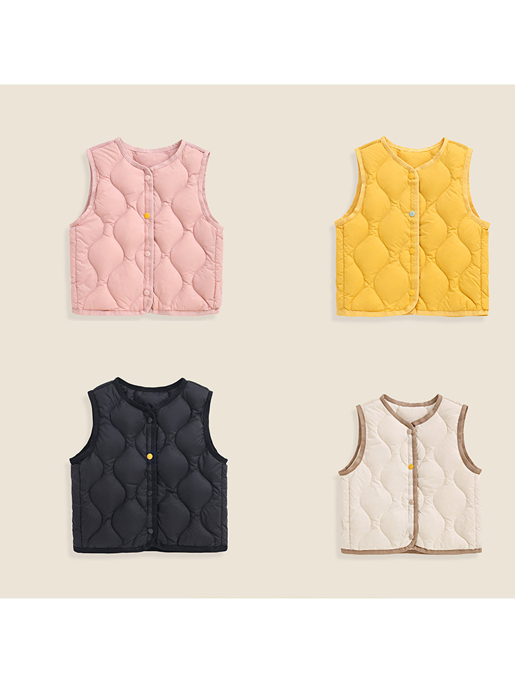 2025 New Children's down Vest Children's Vest Autumn and Winter Boys and Girls Baby Warm Collarless Waistcoat Liner