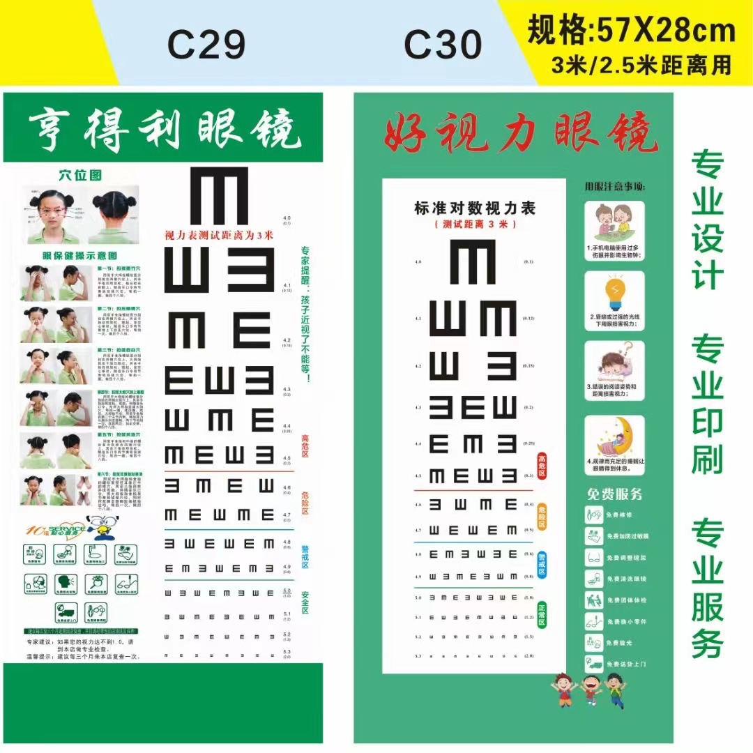 Can be printed logo shop name E word visual chart standard household 5 meters 3 meters visual chart cartoon children's test table pair