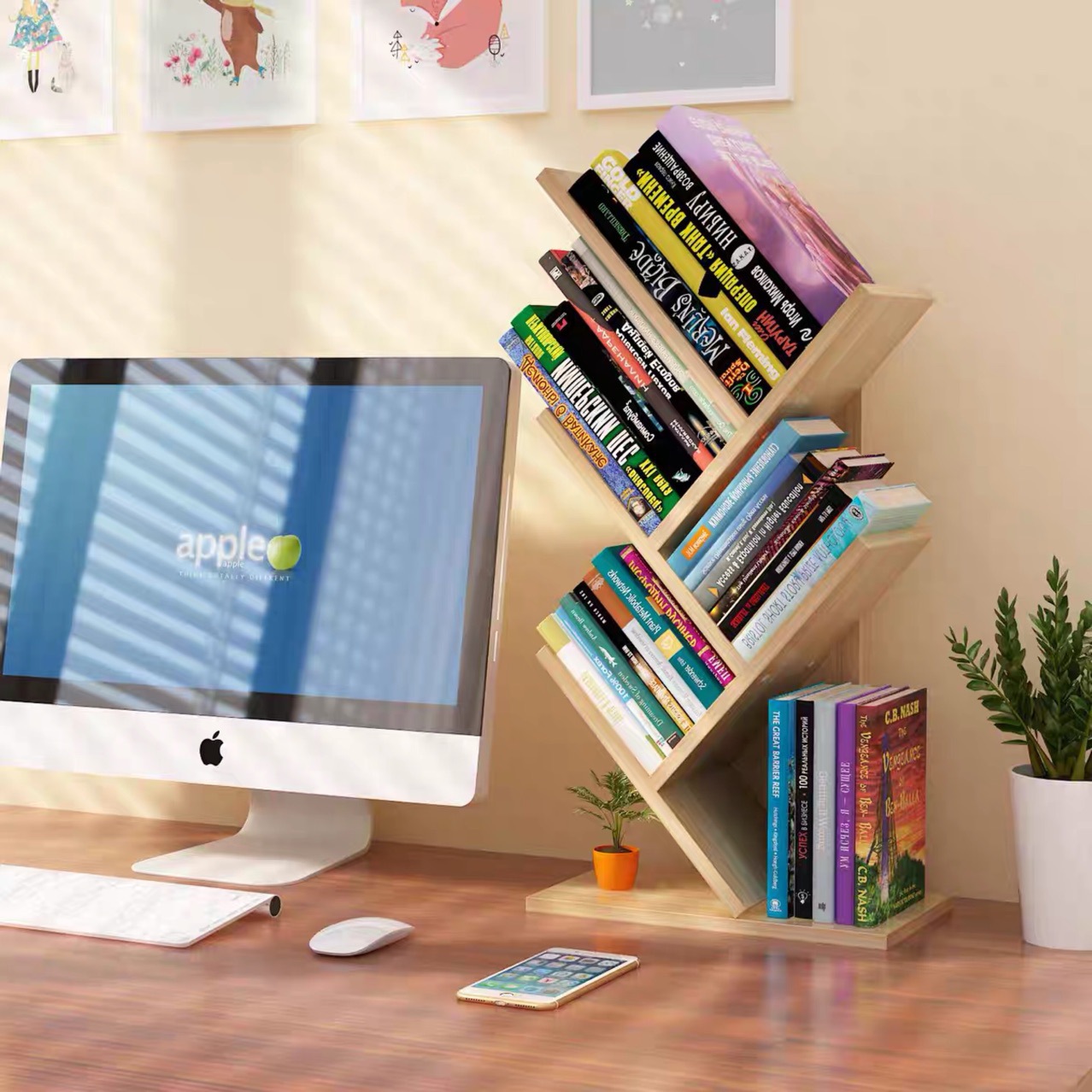 Simple Tree-shaped Desktop Bookshelf Organize Children's Desk Storage Rack Office Student Small Creative Bookcase