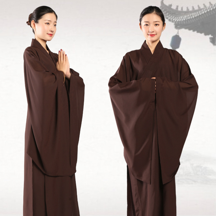 Buddha Hall Buddha Worshiping Dharma Association Haiqing Justifu Female Men's Monk's Suit Monk's Suit Buddha's Suit Haiqing Saffron Brown