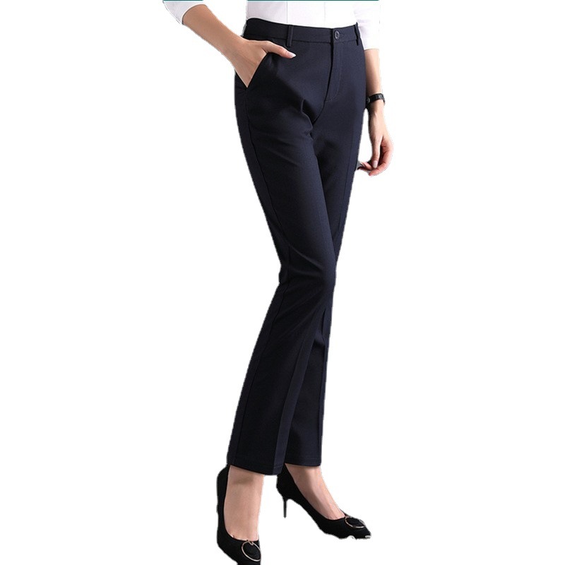 Women's Professional Trousers for Spring and Summer Thin High Waist Straight Tube Draping Cropped Black Trousers for Work Dress Pants for Women