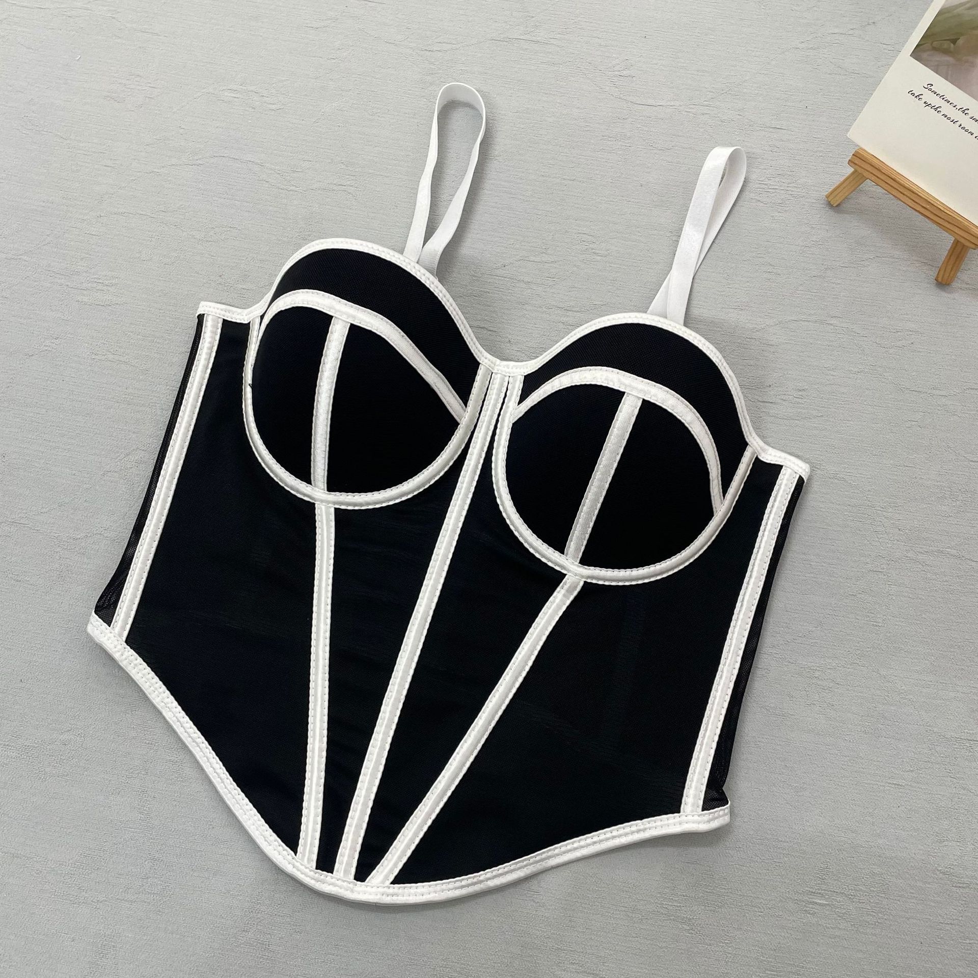 European and American Style Sexy Fishbone Bra, Mesh Color-Blocked Fishbone Shapewear, Summer Sexy Waist Shaping Slim Fit Bra