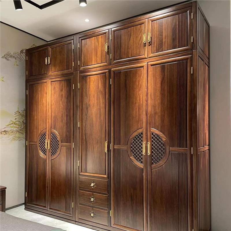 Полный шкаф для всей квартиры, новый китайский стиль, шкаф из черного дерева, современная спальня, полные стенки, встроенные витрины