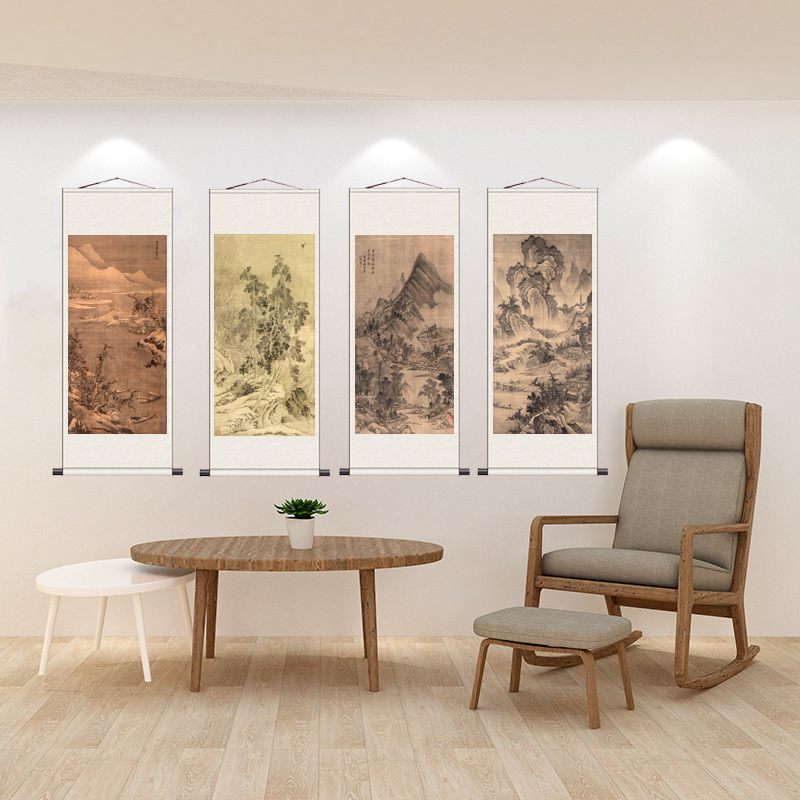 Ming Dynasty Famous Calligraphy and Painting Antique Scroll Painting Office Landscape Flower and Bird Hanging Painting Chinese Painting Wen Zhengming Xiqiao Cizhuangtu