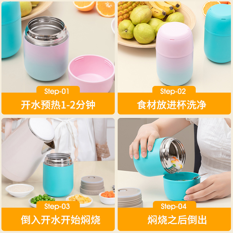 Hot-Selling Satchel Large-Capacity 316 Stainless Steel Stew Kettle Satchel Lunch Box Insulated Soup Kettle Smoldering Cup Jar Wholesale