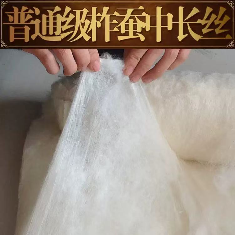 Factory straight hair tussah silk light tire silk quilt core fine dried tussah silk raw material tussah silk naked tire wholesale