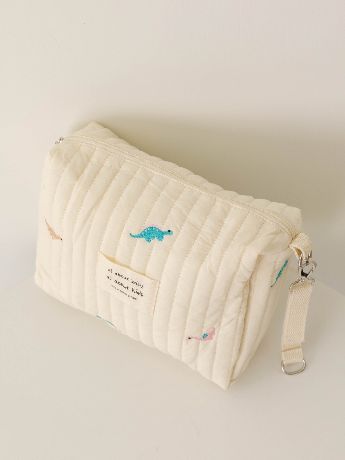 Ready Stock Zipper Embroidered Cotton Mommy Bag Baby Stroller Hanging Bag Diaper Bag Travel Portable Tissue Bag