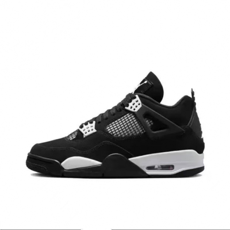 Putian Shoes Export Wholesale New Aj4 Joint High Version Black Cat Silver Buckle White Red Purple Buckle Air Cushion Basketball Shoes