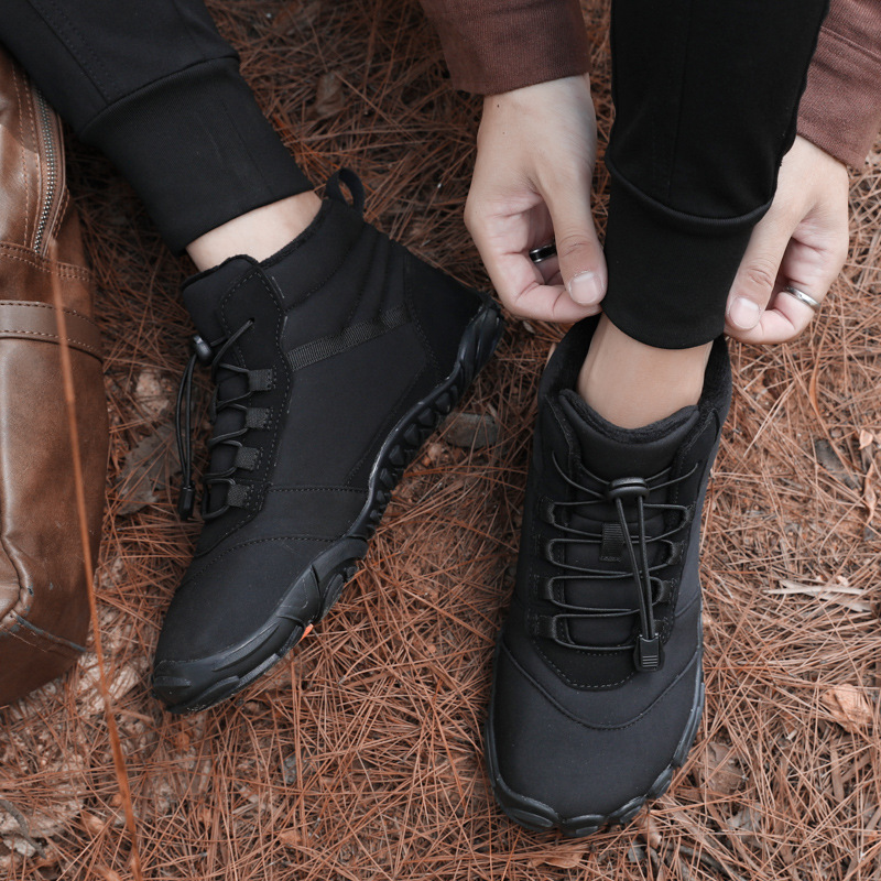 Outdoor Snow Boots Thickeneded and Velvet Warm Non-Slip Mountaineering and Rock Climbing Five-Finger Shoes for Men and Women Outdoor Hiking 6800 Cotton Shoes