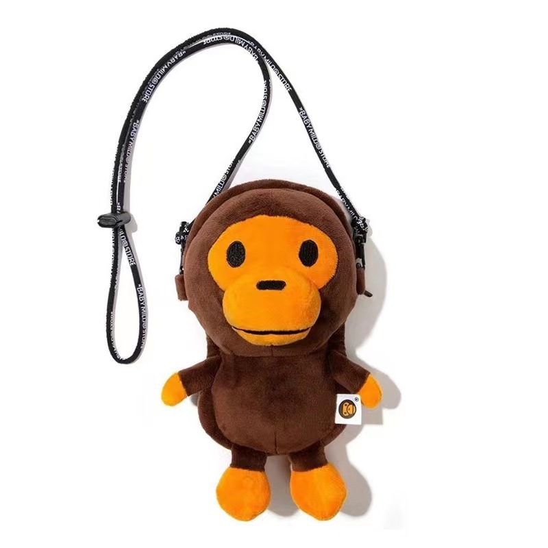 In-Stock Japanese Trendy Brand Bapex Milo Monkey Children's Single Shoulder Crossbody Bag Phone Bag Camouflage Phone Bag Cartoon