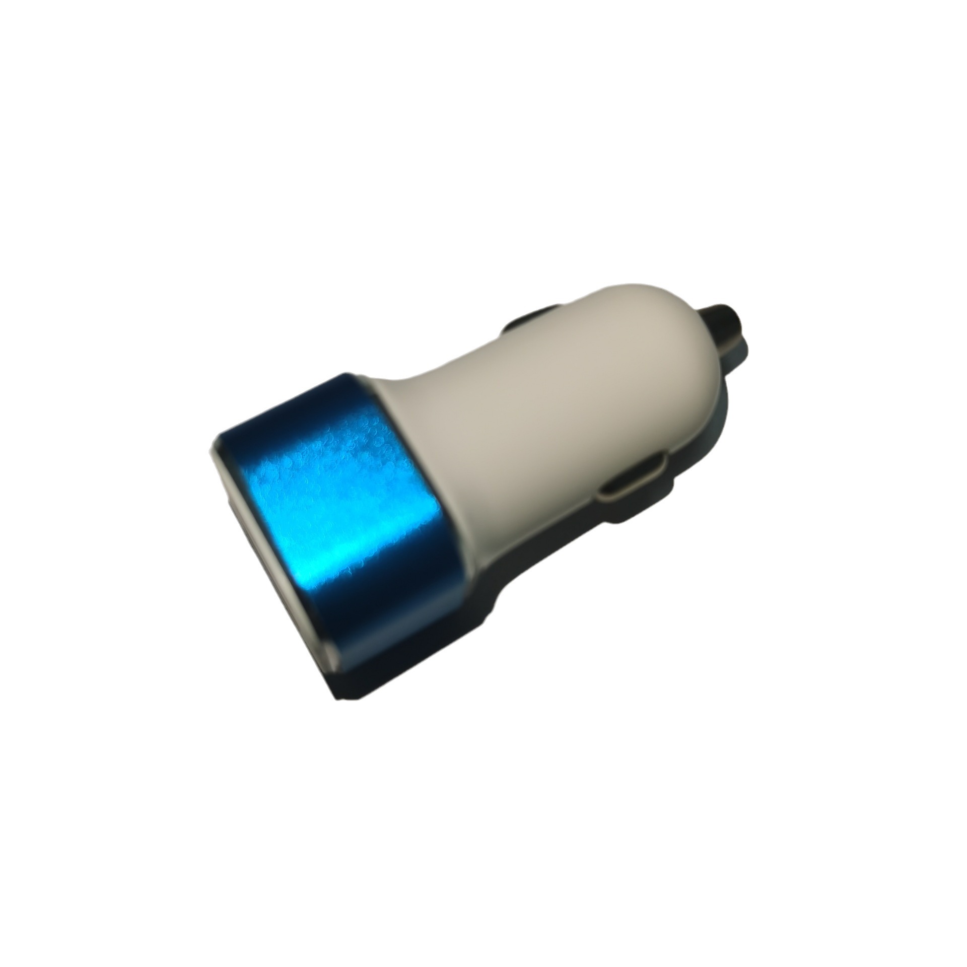 Two-port car charger plastic nesting aluminum ring car charger Shell Square Car Charger car cigarette lighter