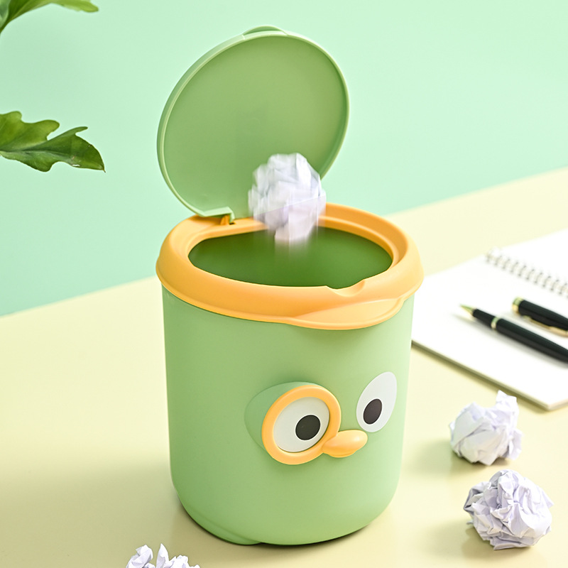 Qiguowu Desktop Trash Can Home Cute Small Amy Creative Office Covered Bedroom Paper Basket Storage Box