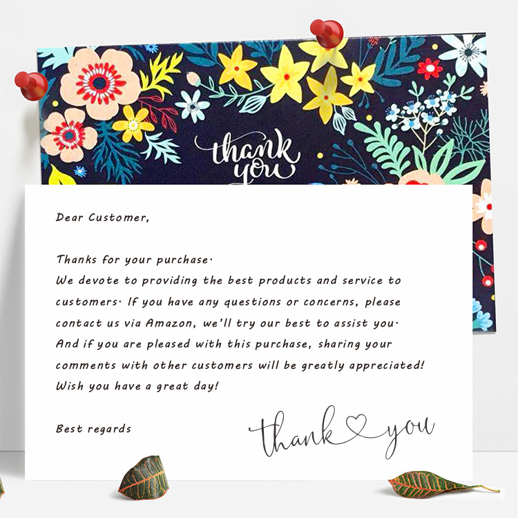 Advanced Hot Stamping English Thank You Card Customized Amazon After-Sales Card Review Card Cross-Border Service Gift Card Printing