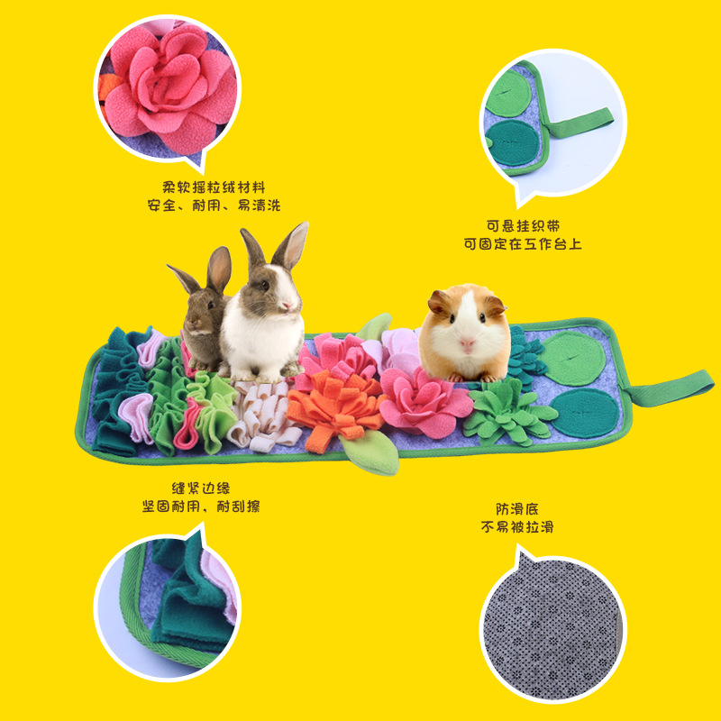 Small Pet Sniffing Mat, Play Mat, Rabbit Mat, Hamster, Chinchilla, Guinea Pig Foraging Mat, Emotional Relief Garden Sniffing Mat