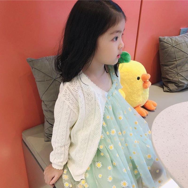 Children's Air-Conditioning Shirts, Pure Cotton Spring and Summer Thin Tops, Men's and Women's Baby Knitted Cardigans, Sun Protection Clothing, Kidsren's Outwears