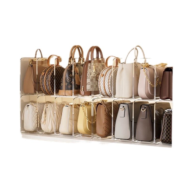 ✅ Bag Storage Acrylic Partition Wardrobe Partition Organizer Box Transparent Display Stand Non-Deformable Hanging Bag