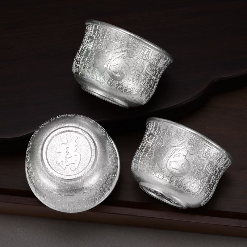 Alloy Cup for worship God of Wealth Buddha Blessing Cup water supply bowl seven for eight for fortune decoration home worship tea cup