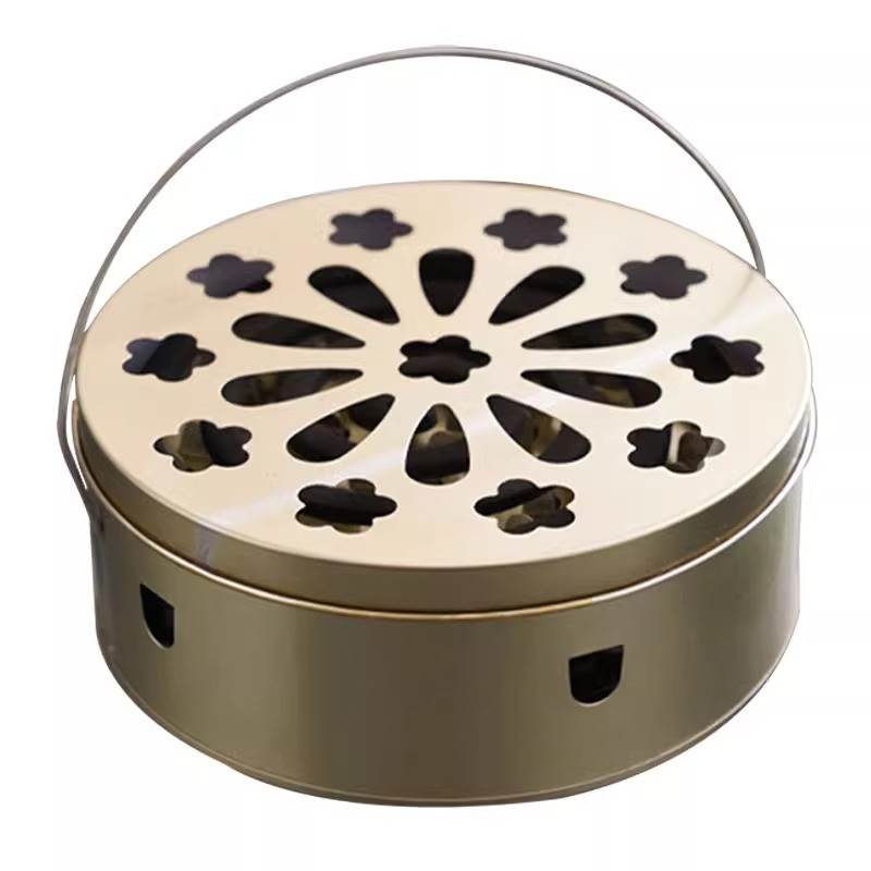 Mosquito Coil Holder for Home Use, Mosquito Coil Rack Tray, Iron Art, Fireproof and Anti-Scalding, with Lid, Indoor Creative Incense Burner, Mosquito Coil Box