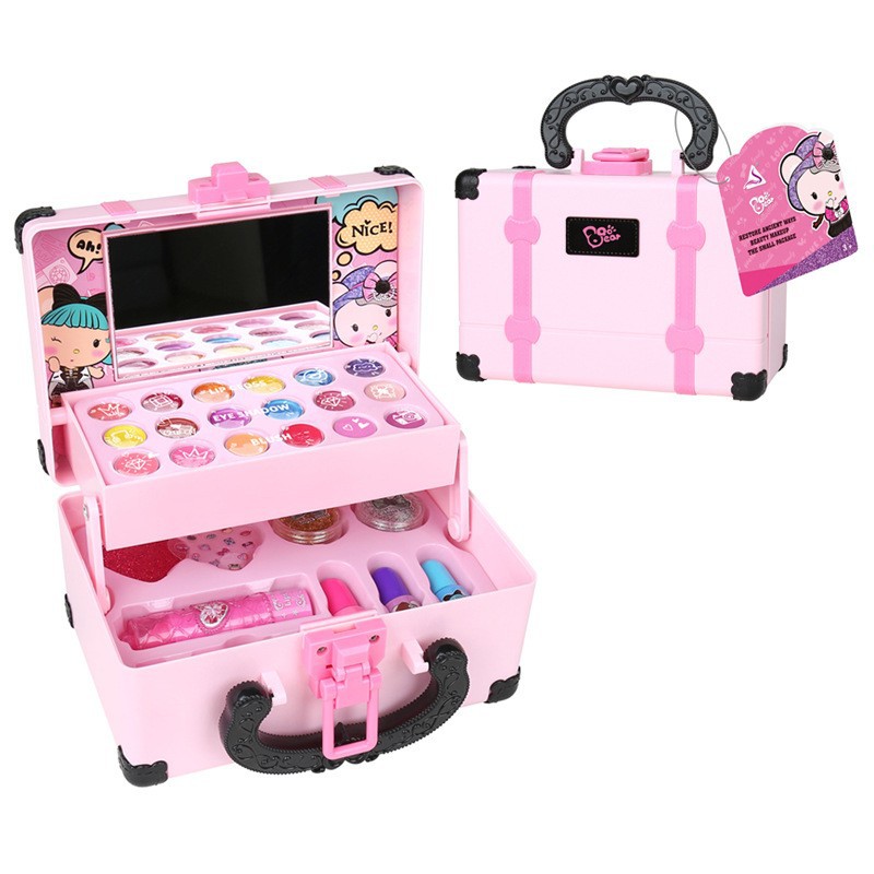 Jieyani Children's Makeup Toy Set Princess Beauty Makeup Lipstick Girl Nail Polish Play Home Portable Makeup Case