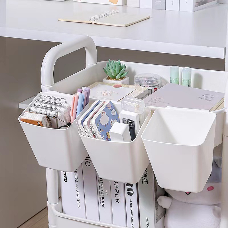 Household trolley bedside hanging basket dormitory hanging bucket desktop pen holder basket hanging storage basket hanging tube storage basket