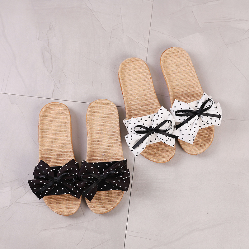 Cross-Border Manufacturers Wholesale Fabric Linen Four-Season Indoor Slippers Cotton and Linen Women's Non-Slip Lightweight Home Soft-Soled Slippers