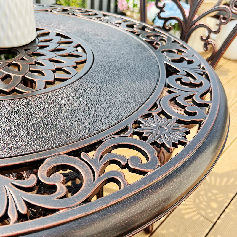 Source Factory Outdoor Tables and Chairs Courtyard Cast Aluminum Outdoor Garden Dining Table Die-Cast Leisure Balcony Villa Round Table