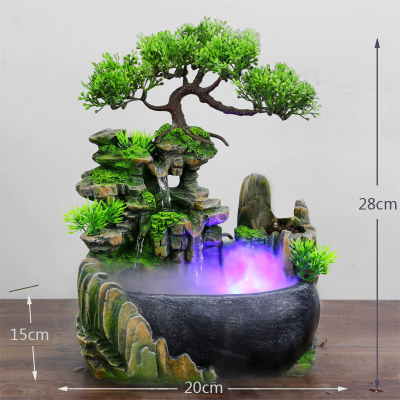 Creative Gifts Cross-Border Bonsai Office Small Rockery Desktop Decoration Flowing Water Ornaments Circulating Water Humidification Crafts