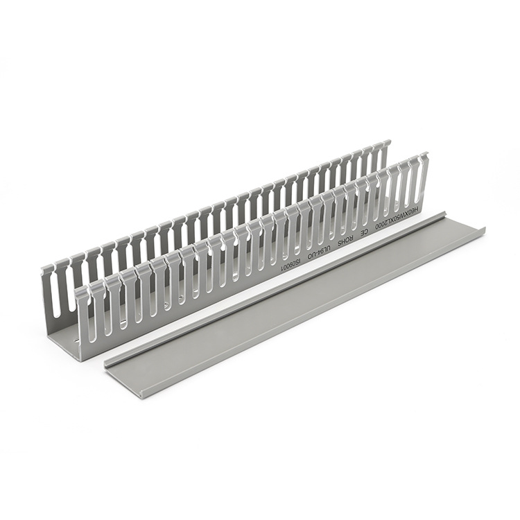 PVC industrial trunking surface-mounted gray plastic distribution box cabinet wiring duct wire and cable line management flame retardant trunking