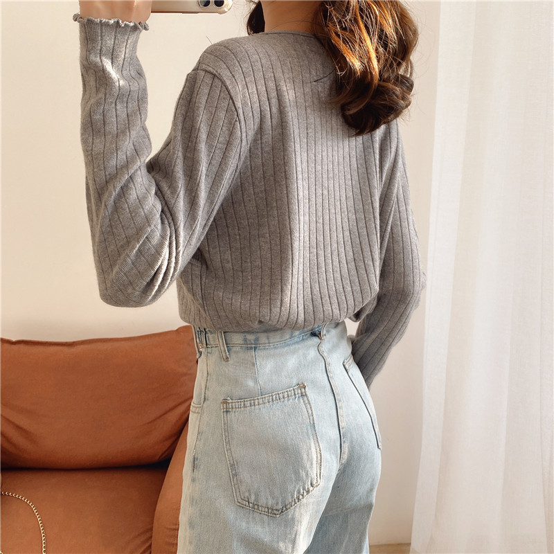 Breast-feeding Bottoming Shirt Postpartum Breast-feeding Clothes with V-neck Jacket Spring and Autumn Long Sleeve Outer-wearing Breast-feeding Clothes Hot Mom Pure Cotton