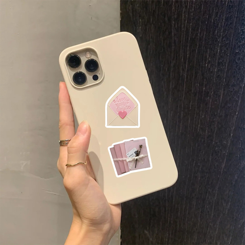 100 Pink Small Object Stickers Ins Style High-Looking Cute Decorative Water Cup Handbook Mobile Phone Case Waterproof Stickers