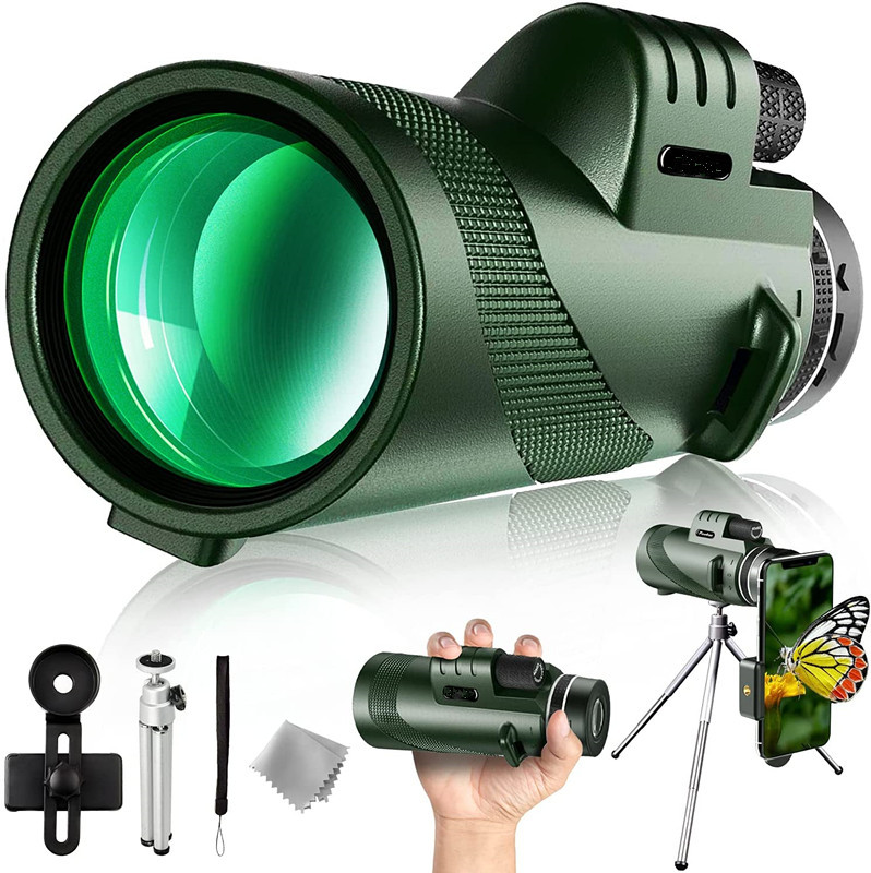 80X100 Monocular Telescope Low-Light Night Vision High-Power High-Definition Professional-Grade Portable Mobile Phone Outdoor Telescope