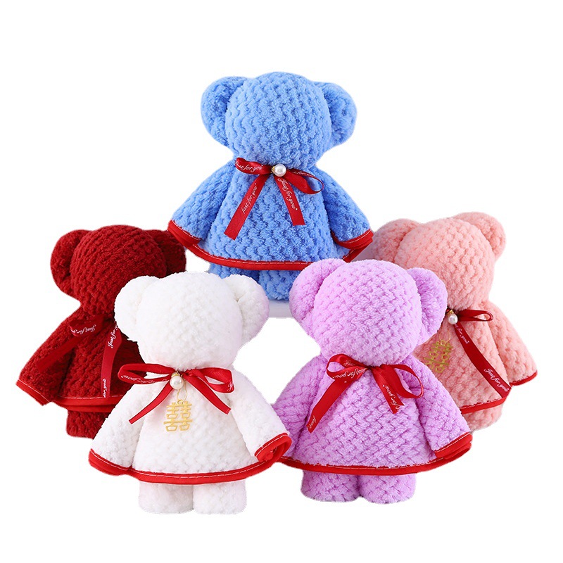 Pineapple-Patterned Coral Fleece Teddy Bear Towel Souvenir Small Gift Kindergarten Opening Wedding Return Gift Bamboo Fiber