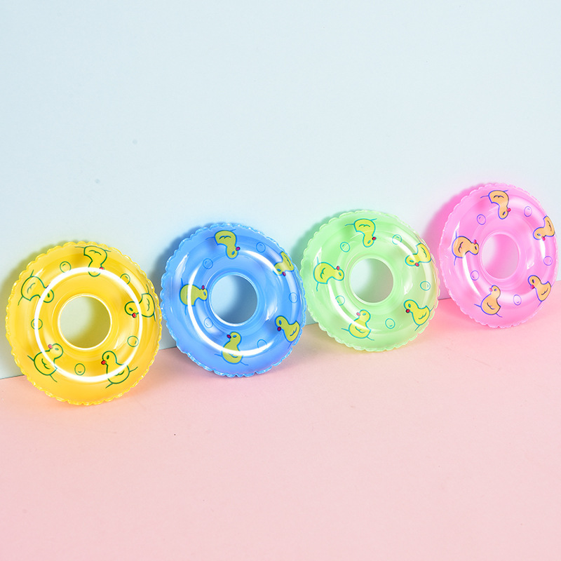 Children's small toy mini swimming ring small yellow duck accessories milk tea shop donut small swimming ring