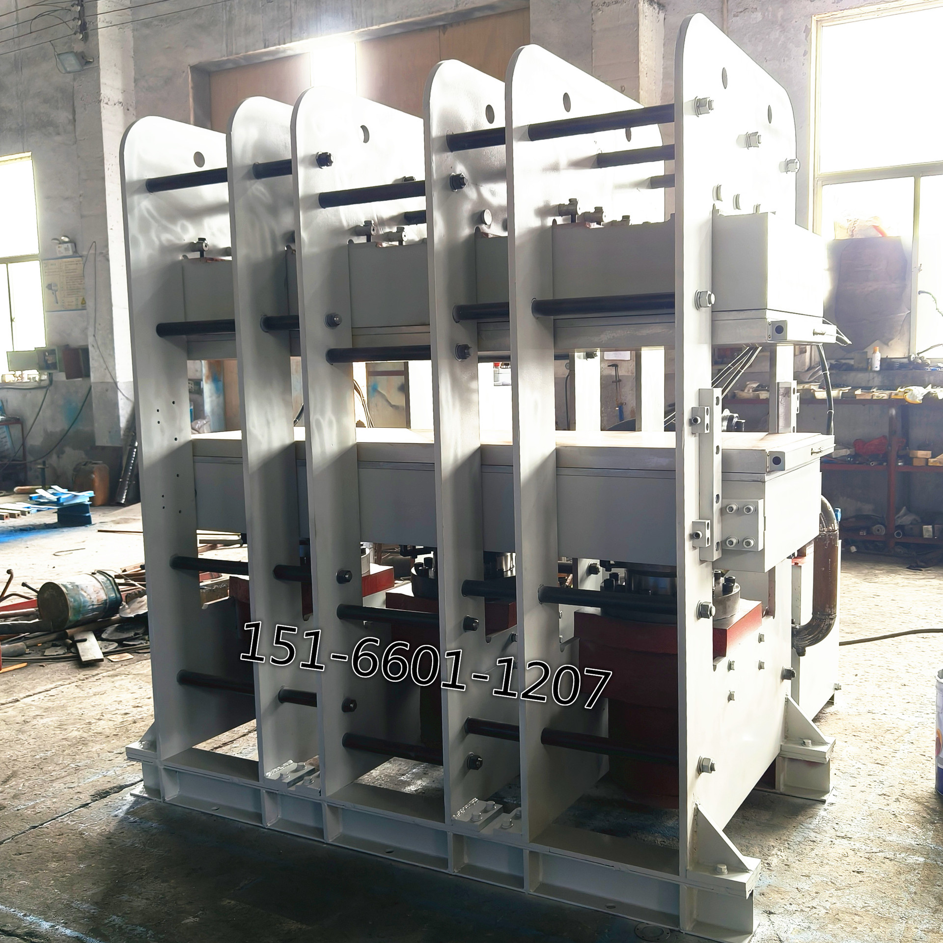 Long rubber sheet hot press frame type three cylinder automatic PLC rubber forming machine