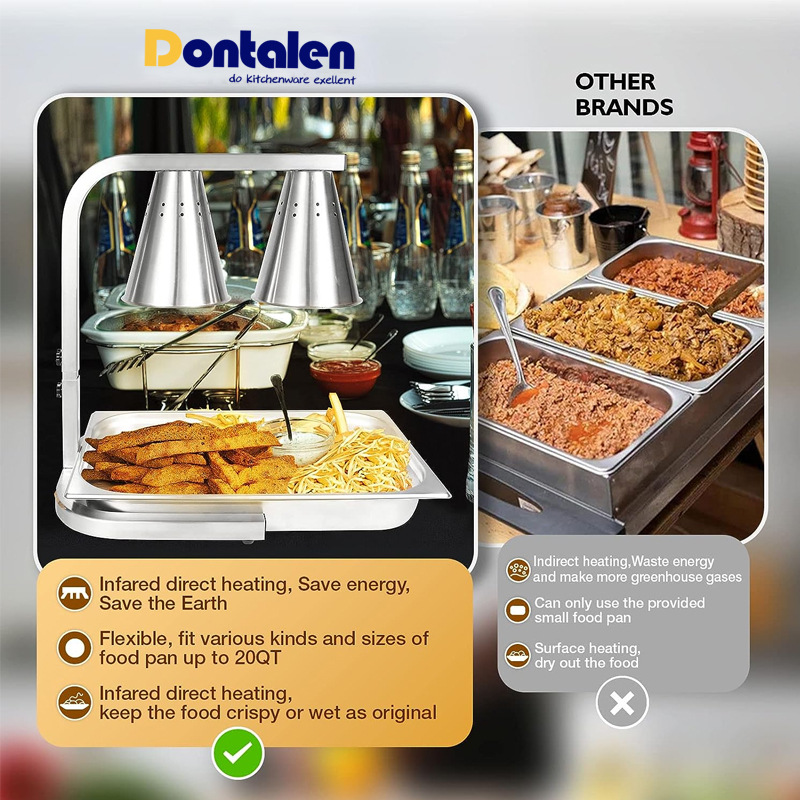 Hotel food insulation lamp stainless steel insulation lamp removable adjustable height buffet thermal heating lamp